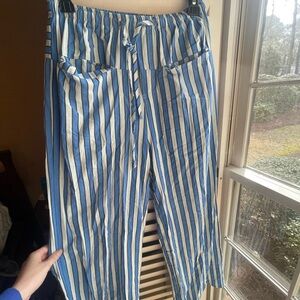 Striped Blue and White Women's Trousers